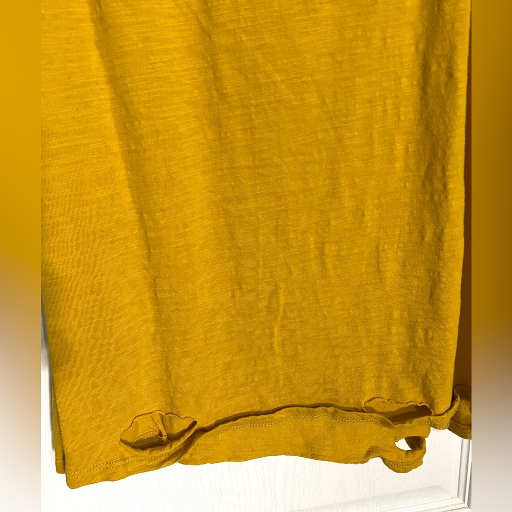 Umgee Women's Mustard V-Neck distressed Top - Picture 12 of 14